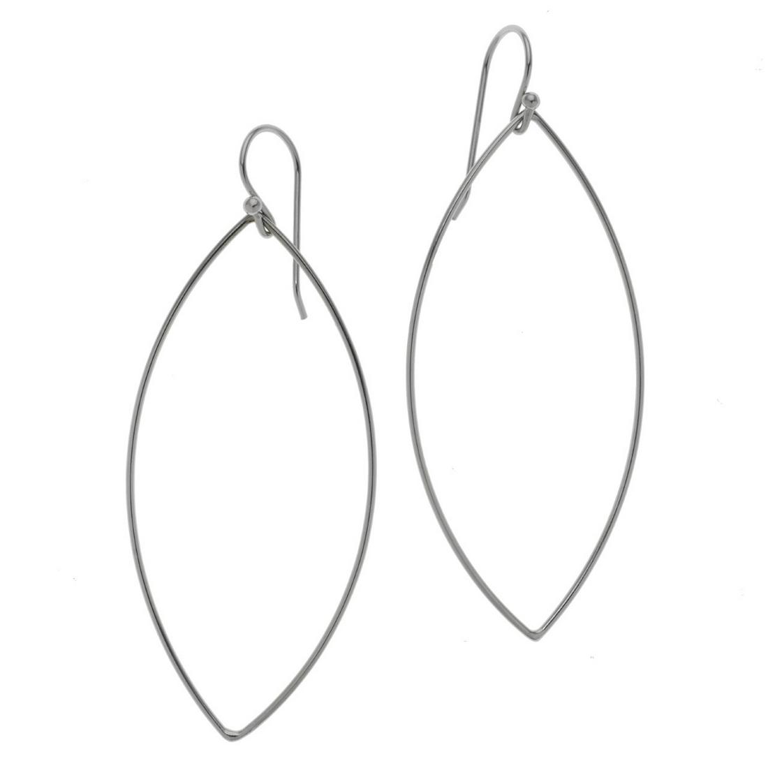 Sterling Silver Marquise Hoop Earrings: • Marquise Hoops• Design: Oval Hoop• Measurement: 60mm• Secured Fish Hook clasp• Gleaming rhodium over fine sterling silver• Disclaimer: Gemstones may feature inclu