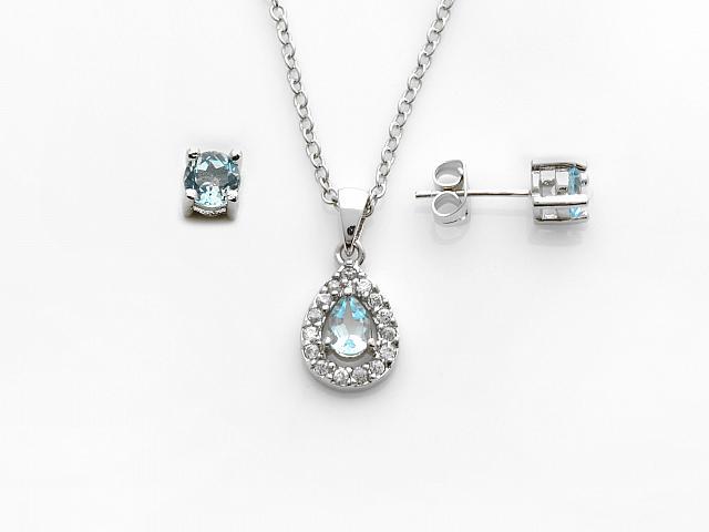 Set of Blue Topaz Pendant & Stud Earrings (1 of 1)