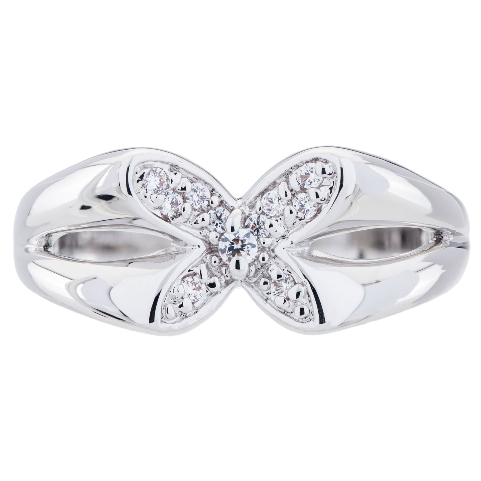 14K White Gold Plate Pave Butterfly Ring-SZ 8 (1 of 2)