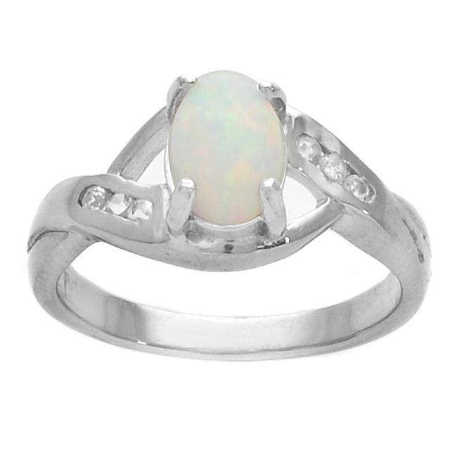 Sterling Silver Oval Created Opal Ring-SZ 10 (1 of 1)