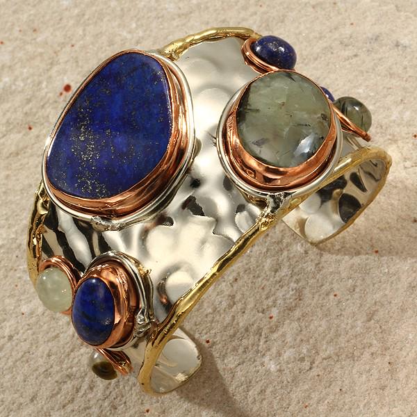 Lapis and Prehnite Cuff Bangle (1 of 1)