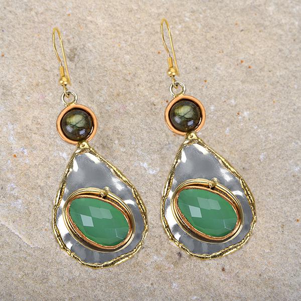 Labradorite & Green Onyx Raindrop Earrings (1 of 1)