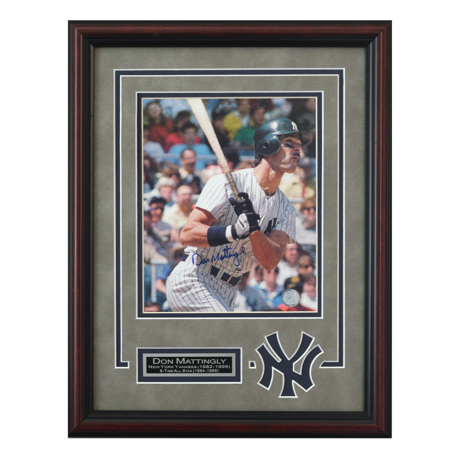 Don Mattingly New York Yankees Signed Framed GFA: For 14 fantastic years "Donnie Baseball" was the leader of the New York Yankees and became a 6-time All-Star, won 9 Gold Gloves, 3 Silver Sluggers, the 1984 AL batting title, named team captain from 1