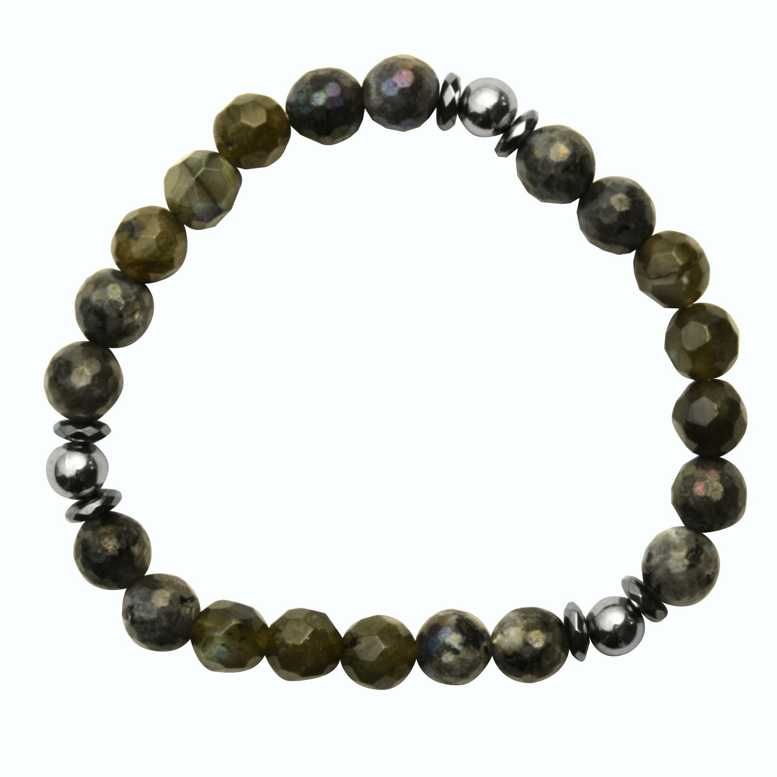 Labradorite & Hermatite Bead Stretch Bracelet 6.5" (1 of 1)