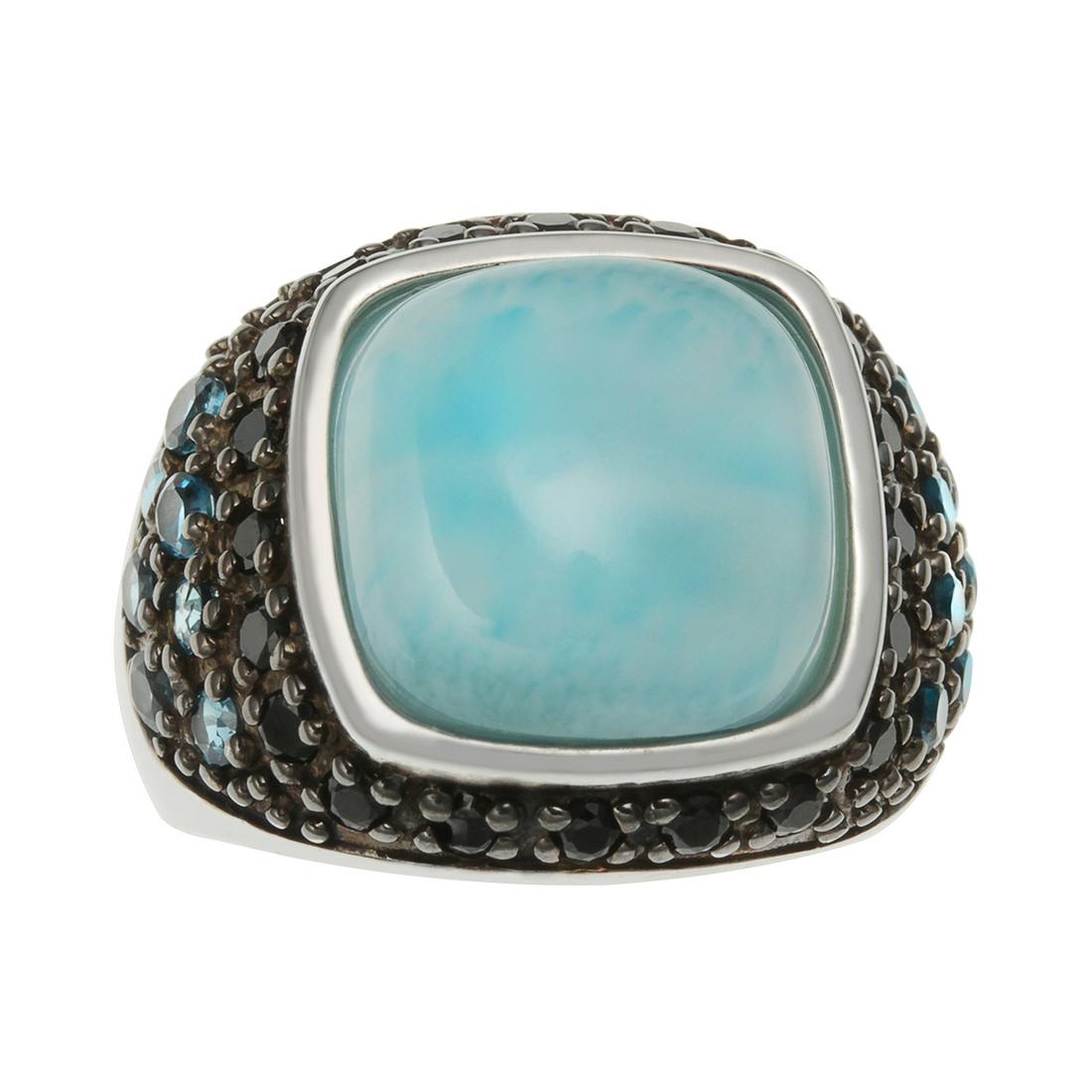 Sterling Silver Larimar & Gemstones Ring-SZ 6 (1 of 2)
