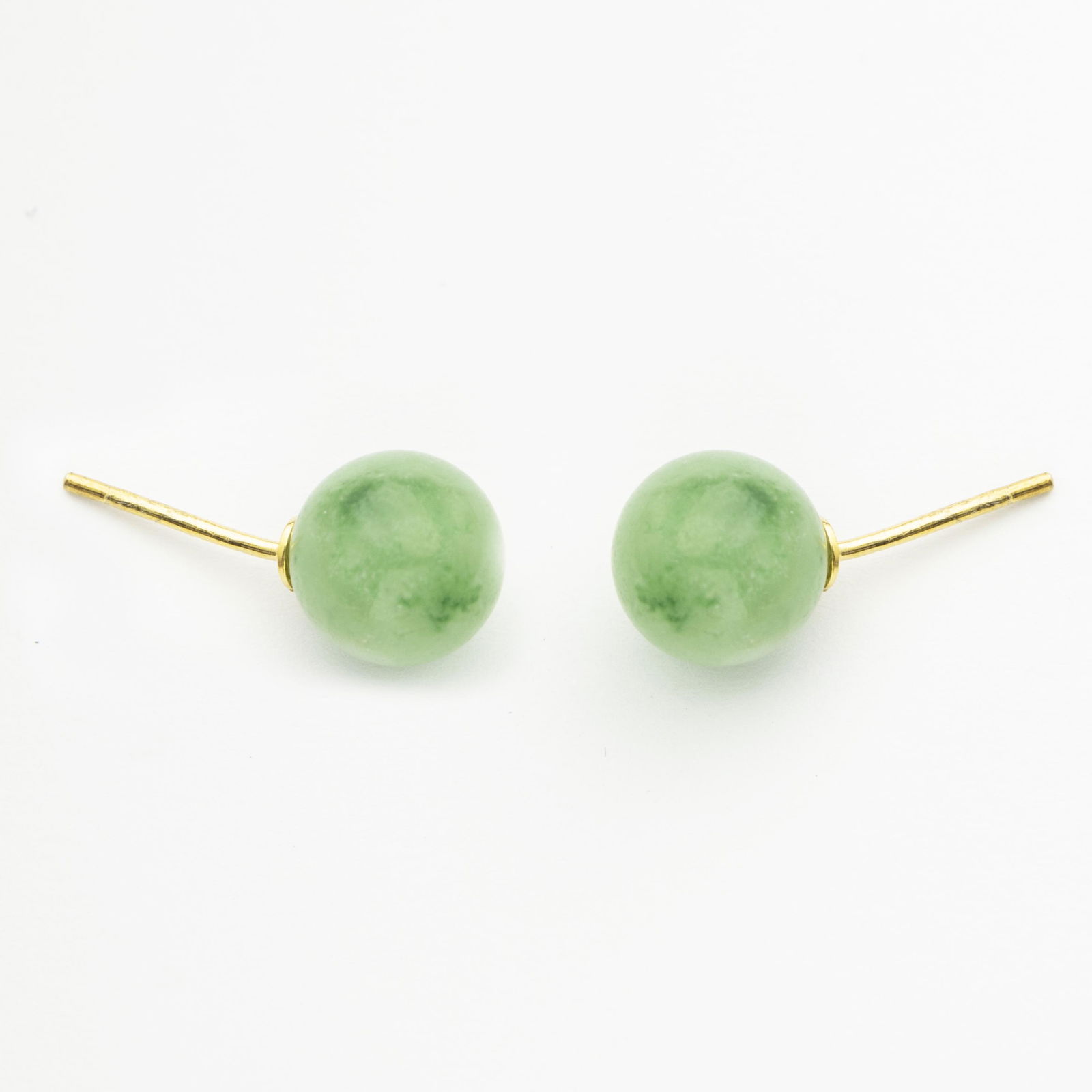 18K over Sterling Silver Green Jade Stud Earrings (1 of 1)