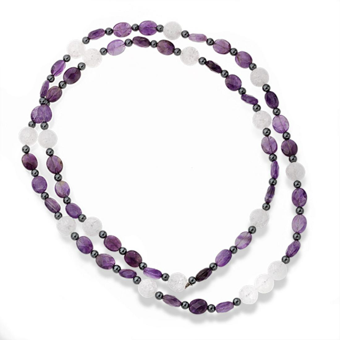 Multi Amethyst White Crystal & Hematite Necklace (1 of 1)