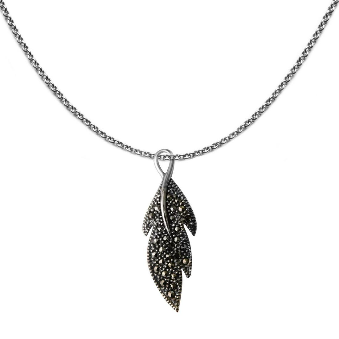 Sterling Silver Marcasite Dimensional Leaf Pendant: There’s no better designer than Mother Nature—that’s where Addison Lane’s Weekend Collection has turned for inspiration for this lovely pendant necklace. Beautifully crafted in