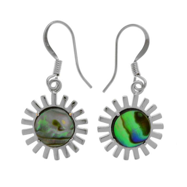 Silver Tone Abalone Sunburst Earrings (1 of 1)