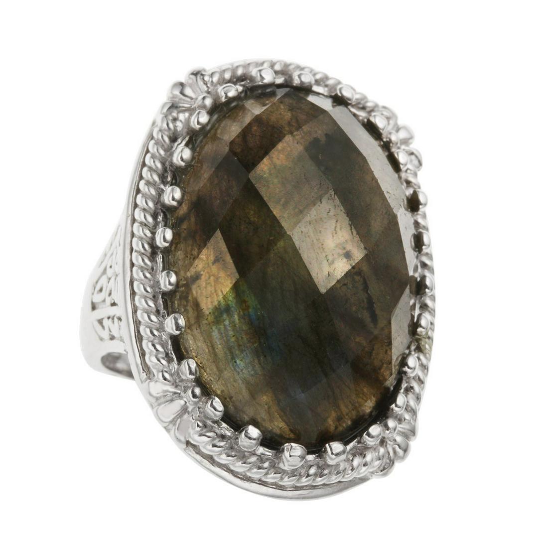 Sterling Silver Labradorite Scrollwork Ring-SZ 5 (1 of 2)