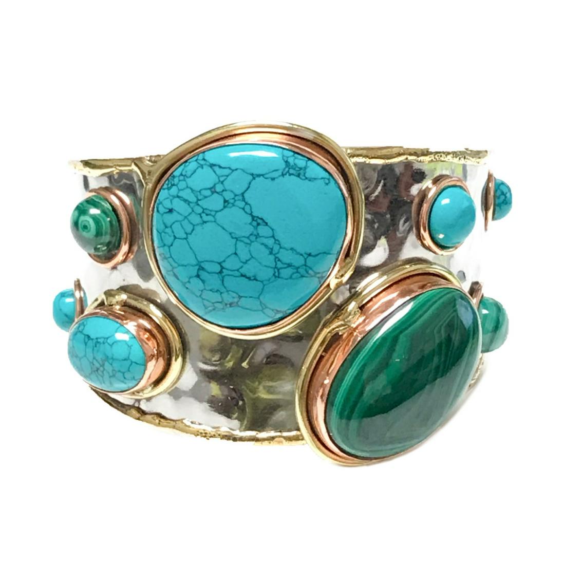 Malachite & Turquoise Cuff Bangle (1 of 2)