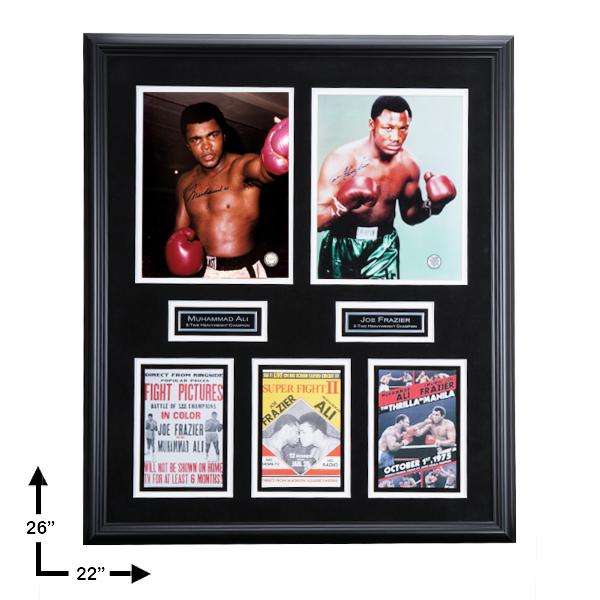 Thrilla In Manila Ali & Frazier Signed Showcase GFA: Thrilla In Manila Muhammad Ali & Joe Frazier Custom Framed 24x20 Showcase Multi-Layer Matted 8x10's GFA