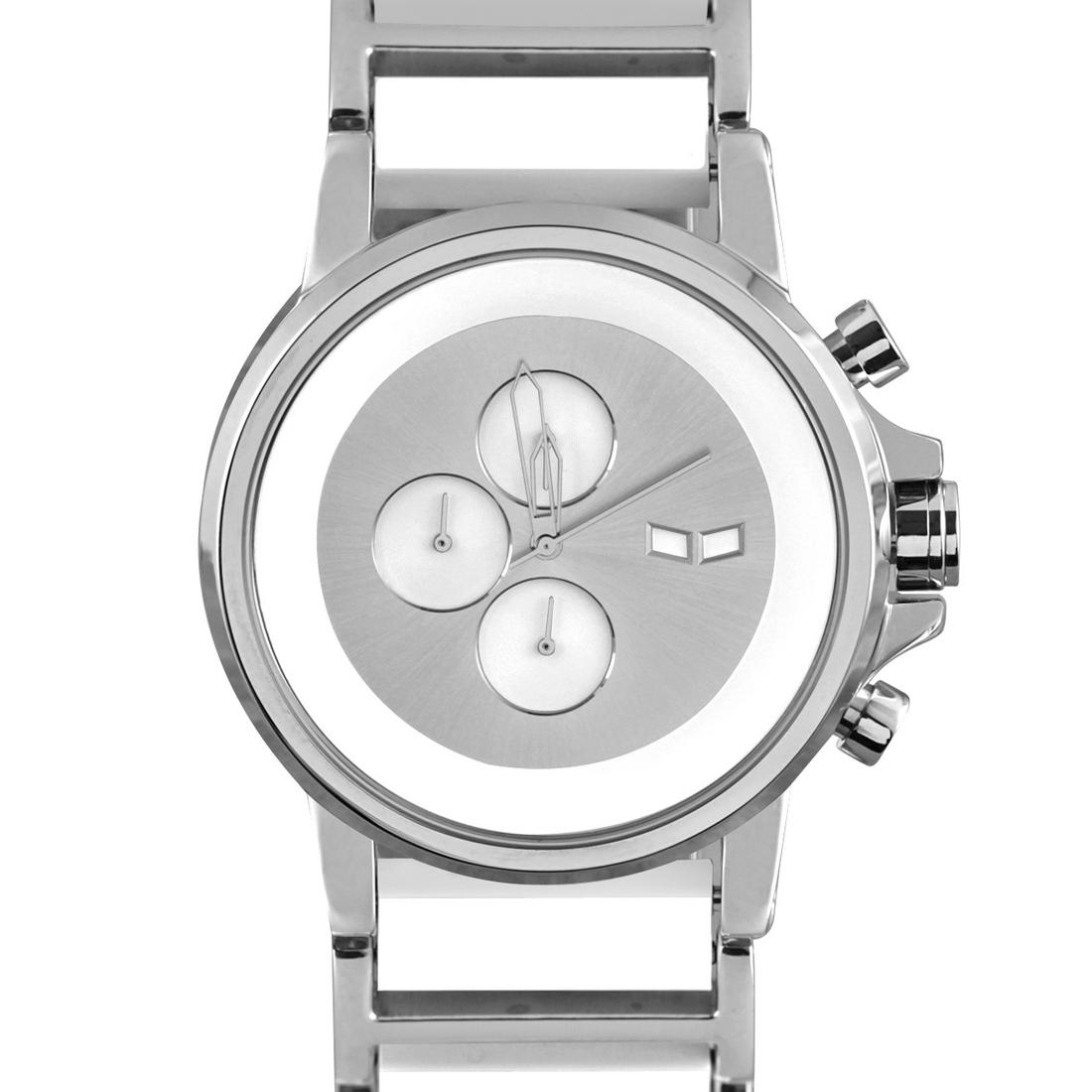 Vestal Men's 48mm Case Diameter Chronograph Watch: Round watch featuring minimalist dial with skeleton hands and three chronograph subdials48 mm stainless steel case with mineral dial windowJapanese quartz movement with analog displayStainless steel-p
