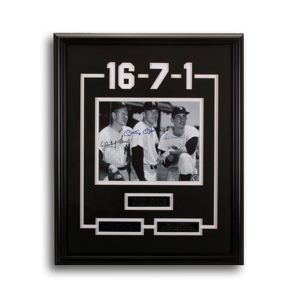 New York Yankees Legends 20x16 Framed Signed GFA: Edward Charles "Whitey" Ford: is an American former Major League Baseball pitcher who spent his entire 16-year career with the New York Yankees. He was voted into the Baseball Hall of Fame in 1974. Fo