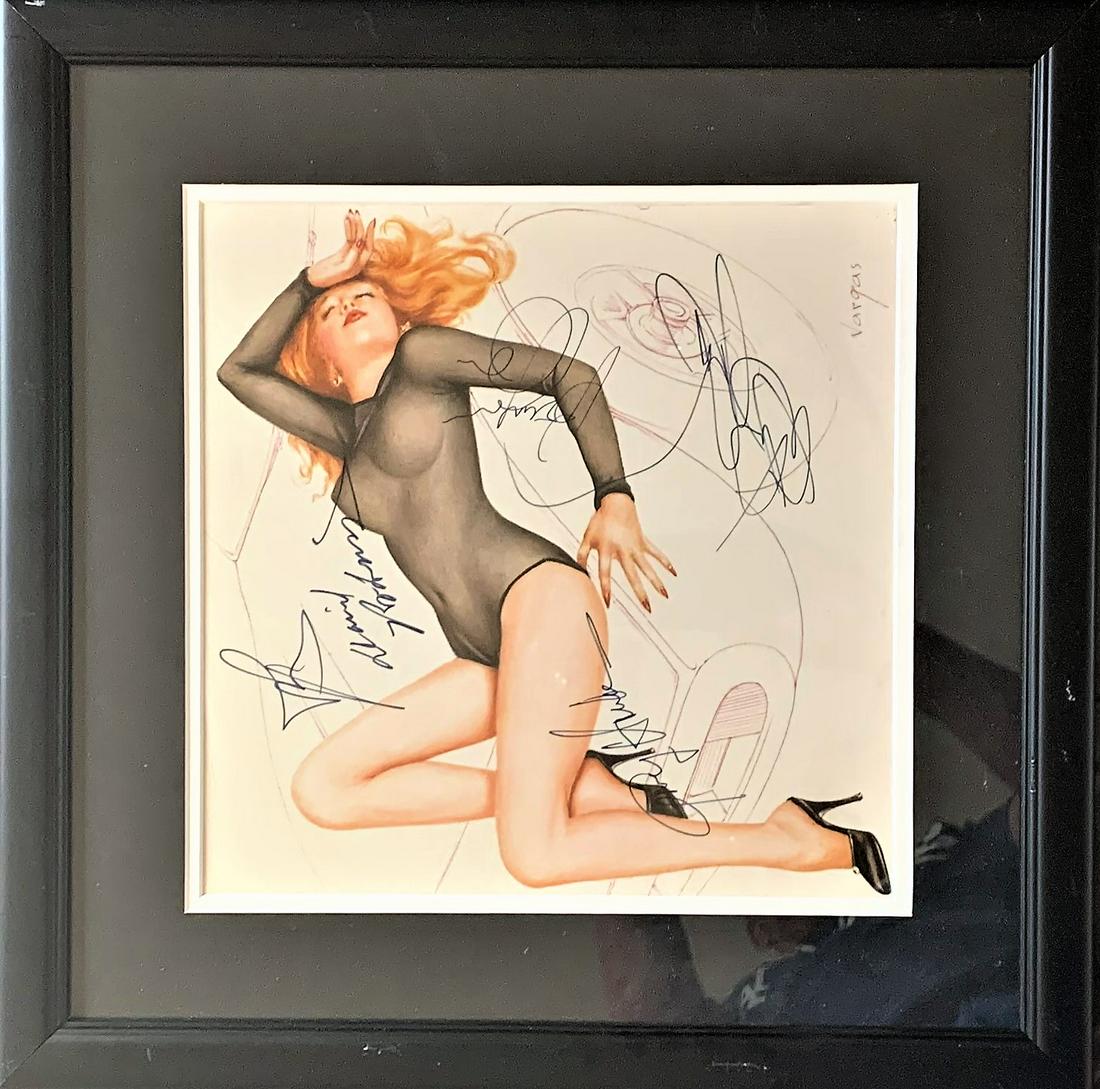 The Cars Signed LP Cover Custom Frame Showcase: THE CARS BAND MEMBERS (1976-1988) The Cars Band Members signed “Candy O” LP Cover signed by (Benjamin Orr, Greg Hawkes, David Robinson, Ric Ocasek and Elliot Easton all signed in blue ink)