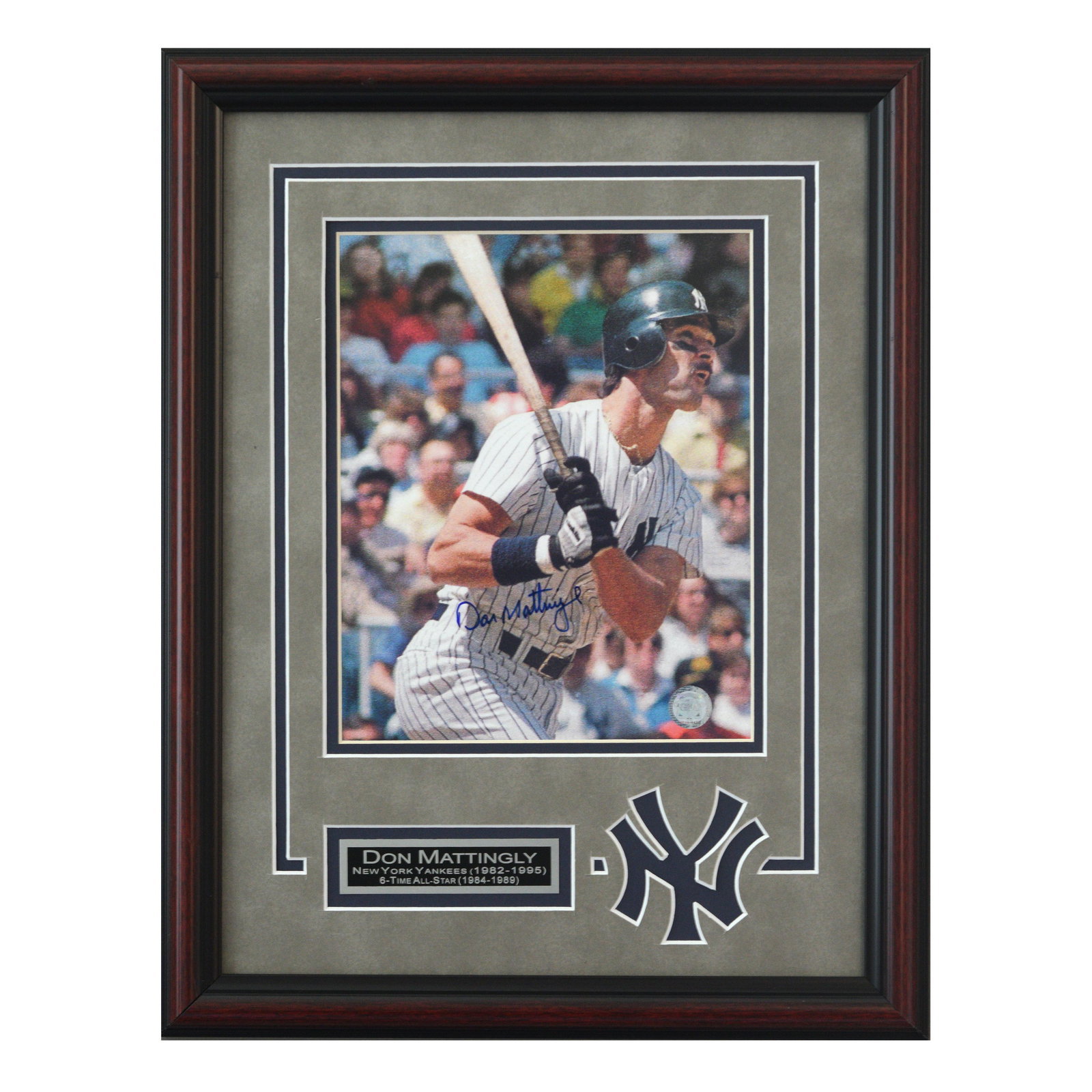 Don Mattingly New York Yankees Signed Framed GFA: For 14 fantastic years "Donnie Baseball" was the leader of the New York Yankees and became a 6-time All-Star, won 9 Gold Gloves, 3 Silver Sluggers, the 1984 AL batting title, named team captain from 1