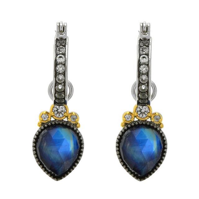 Silver Moonstone Black Onyx Doublet Drop Earrings: 925 Sterling Silver Looking for just the right earrings? Pangea Mines has just what you’ve been looking for. This lovely drop design is adorned with a rainbow moonstone and black onyx doublet ac