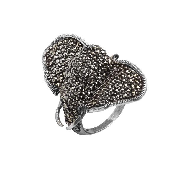 Sterling Silver Marcasite Elephant Ring-SZ 7: Add a fun, whimsical design to your collection with this charming elephant design ring from the Addison Lane Animal Kingdom Collection. This adorable pachyderm is beautifully crafted in oxidized sterl