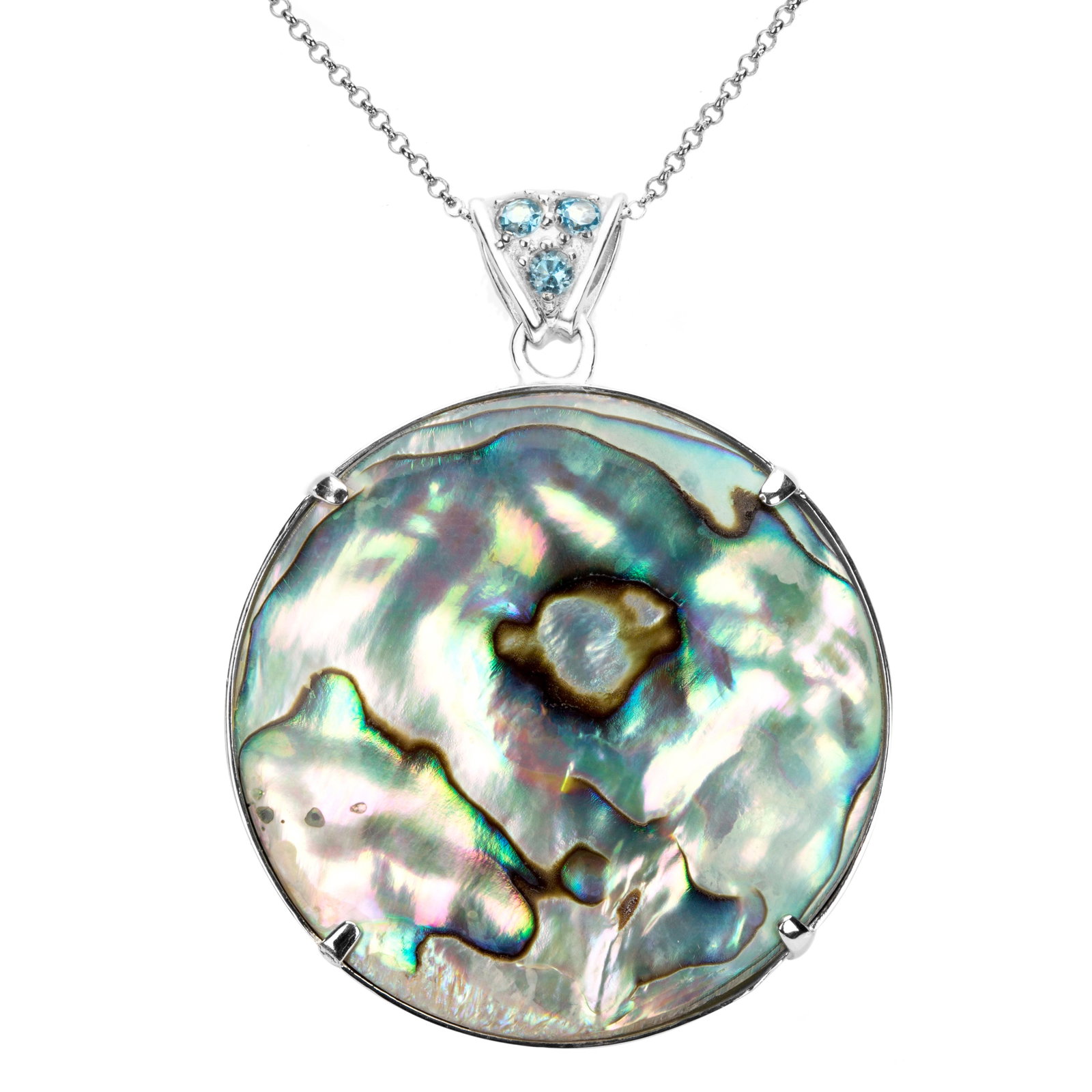 Silver Adventurine & Abalone Reversible Pendant: 925 Sterling SilverWhat a beautiful idea! Our smart sterling silver pendant offers two great looks at a great value price. One side features the fascinating iridescence of genuine abalone accented wit