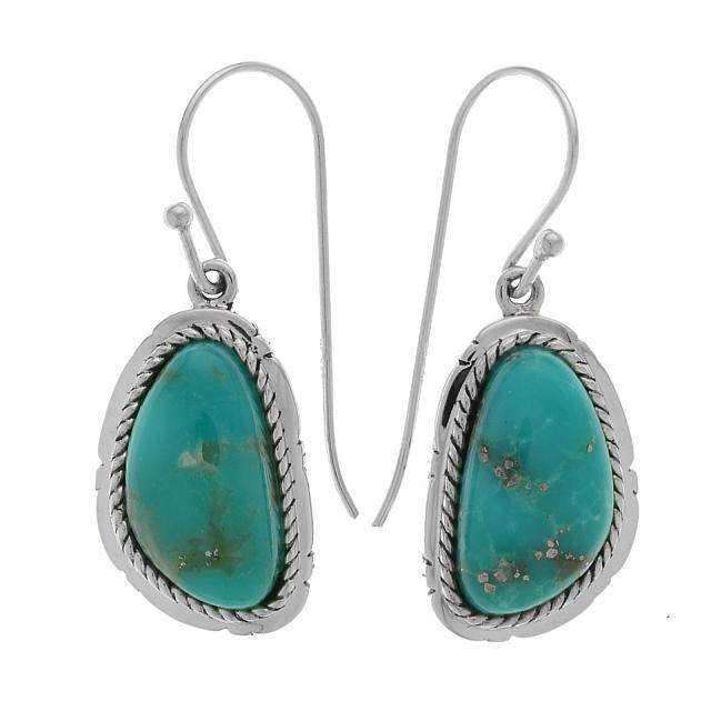Silver Campo Frio Turquoise Dangle Earring: Heavenly color, lovely styling, beautiful craftsmanship—these earrings from the Pangea Mines Turquoise Mecca Collection have it all. Gorgeous Campo Frio turquoise, mined in America is complement