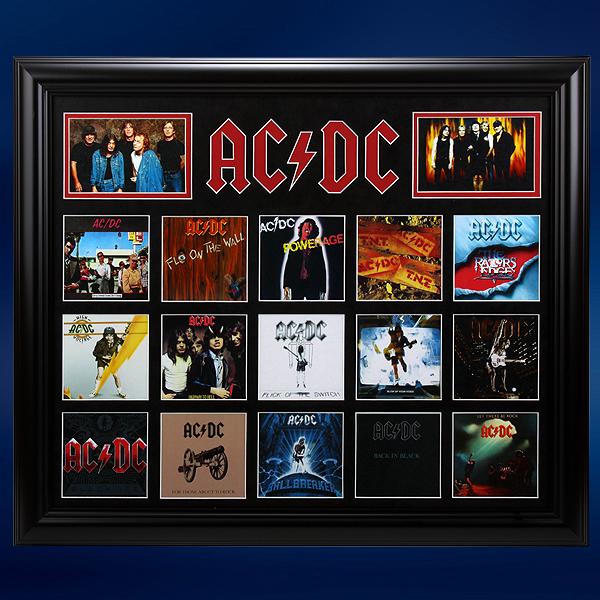 ACDC Album Cover Collage 24x20 Custom Framed: ACDC Album Cover Collage 24x20 Custom Framed Multi Matted