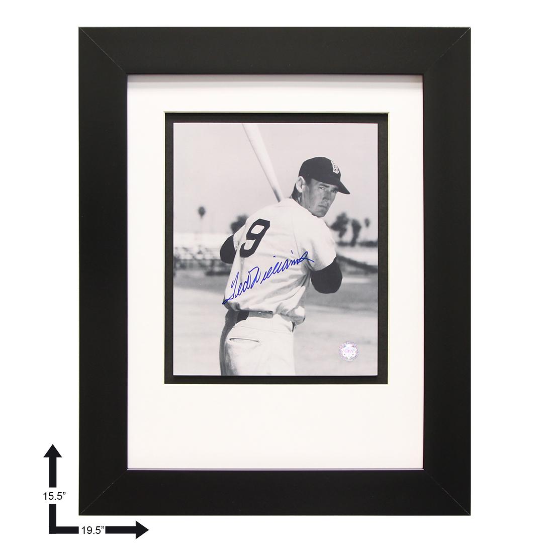 Ted Williams Boston Red Sox Gallery Frame Signed: The Splendid Splinter baffled pitchers with his unprecedented ability to place a batted ball seemingly anywhere he wanted. Ted Williams inspired a generation's worth of fans while setting the foundati