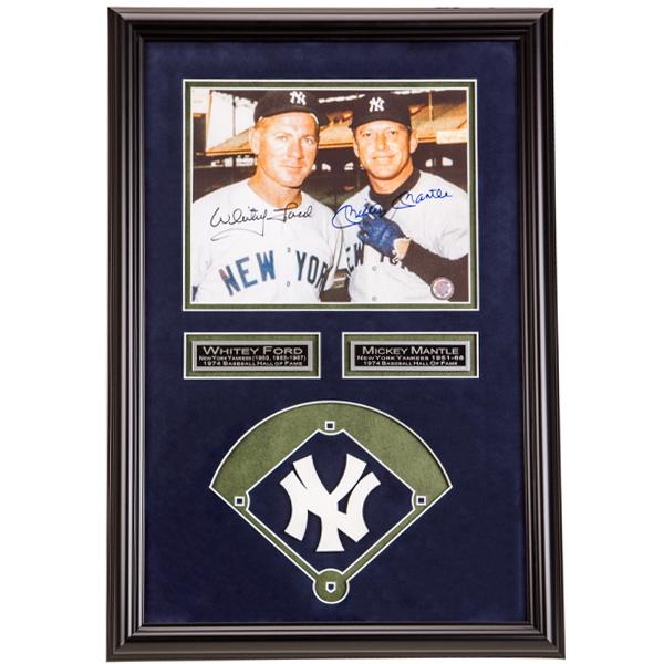Mickey Mantle & Whitey Ford Custom Frame Signed GFA: Mickey "The Mick " Mantle from 1951 to 1968 patrolled center field with an unprecedented grace that left all privileged enough to see him play with memories to last a lifetime. Mickey Mantle was a sta