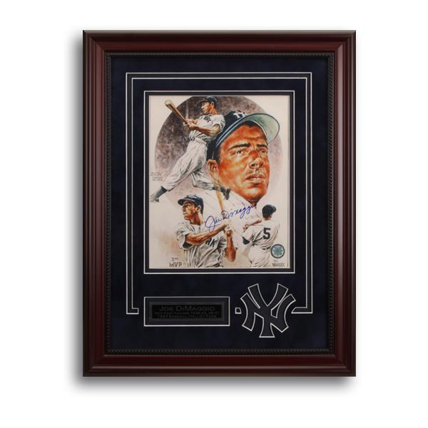 Joe DiMaggio New York Yankees 12x16 autograph GFA: Joltin' Joe patrolled center field with an unprecedented grace that left all privileged enough to see him play with memories to last a lifetime. Joe DiMaggio is perhaps best known for his unprecedente