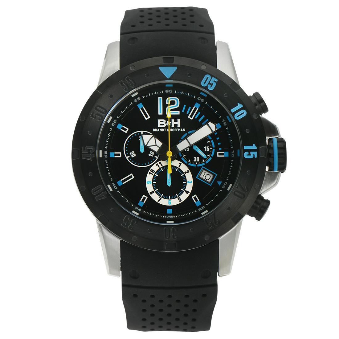 Brandt & Hoffman Swiss Forsyth 48mm Case Watch: The 48mm Forsyth is the roughest, toughest looking design in the Brandt & Hoffman collections. A no-nonsense dive design with an industrial feel, this model will wear large on the wrist, and become yo