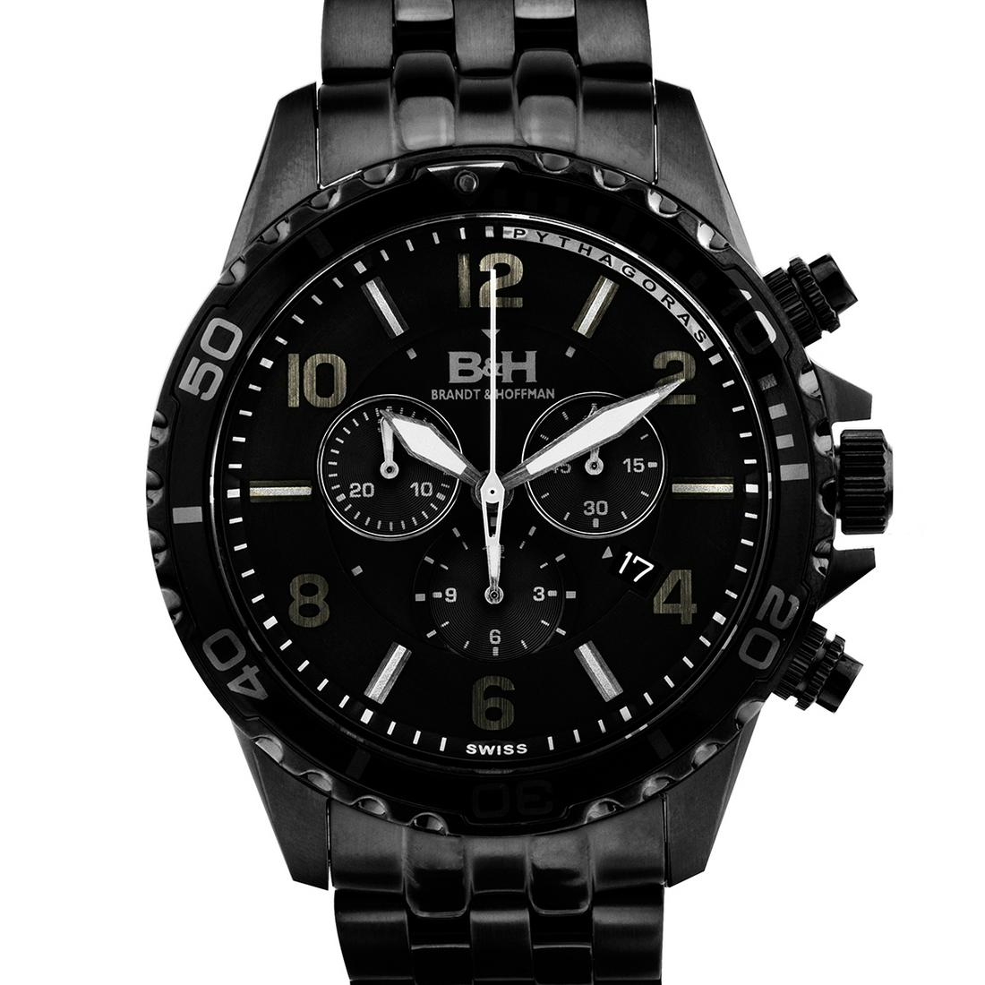 Brandt & Hoffman Swiss 45mm Case Pythagoras Watch: Coming off of the biggest year in Brandt & Hoffman history, the Pythagoras is evidence that B&H doesn’t rest on its laurels. A completely new sport design featuring the finest workmanship, fit &