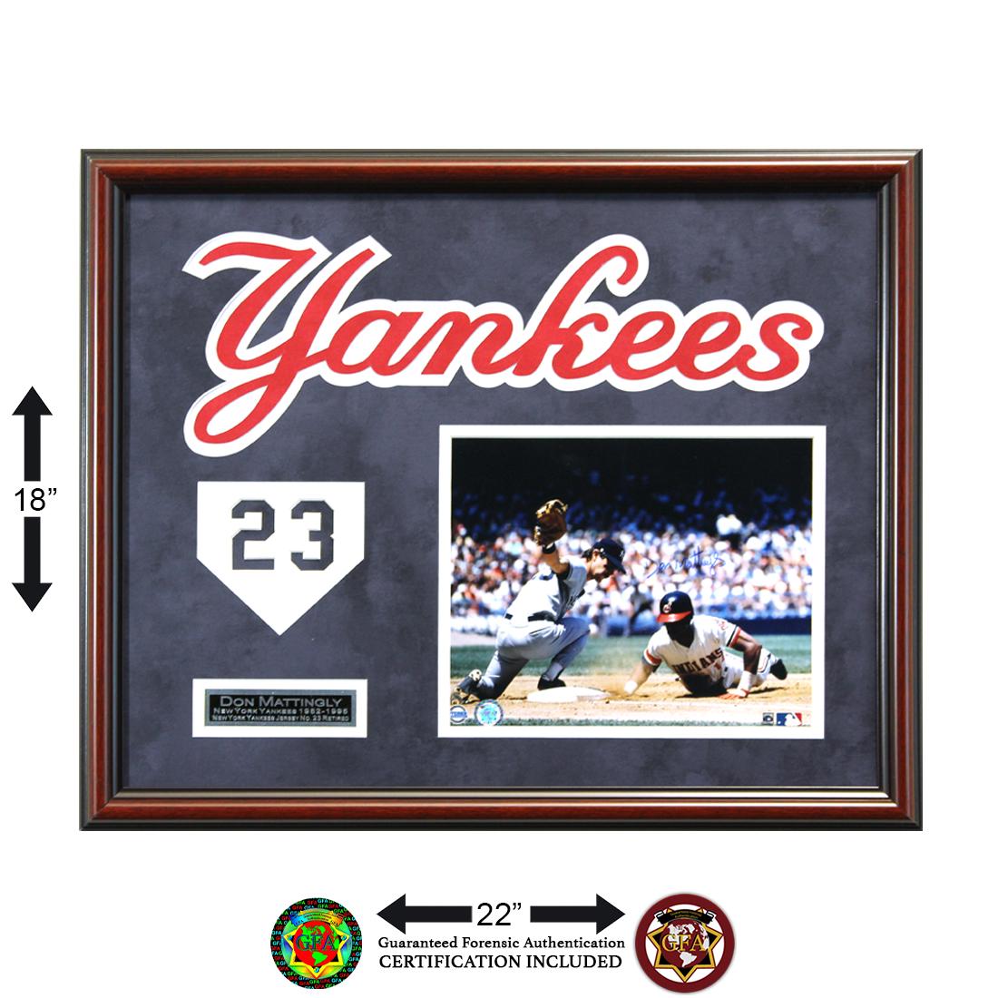 Don Mattingly N.Y Yankees 12x16 Signed Framed GFA: For 14 fantastic years "Donnie Baseball" was the leader of the New York Yankees and became a 6-time All-Star, won 9 Gold Gloves, 3 Silver Sluggers, the 1984 AL batting title, named team captain from 1