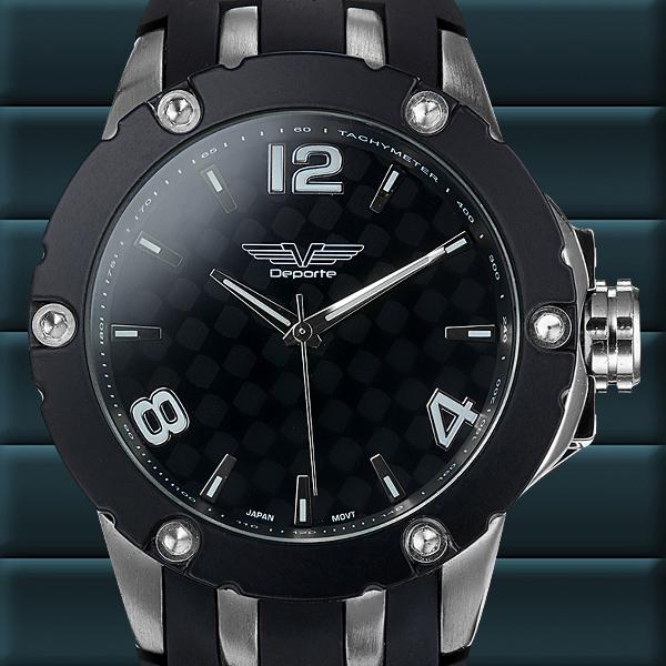 Deporte Ardmore Mens Watch: Deporte Ardmore Mens Watch - Silver Case, Black Face, Black Strap