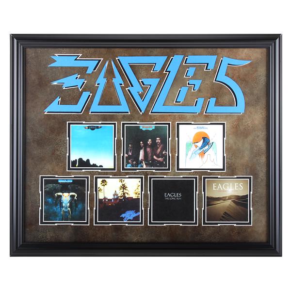 Eagles - Album Cover Collage 20x16 Framed: Eagles - Album Cover Collage 20x16 Framed
