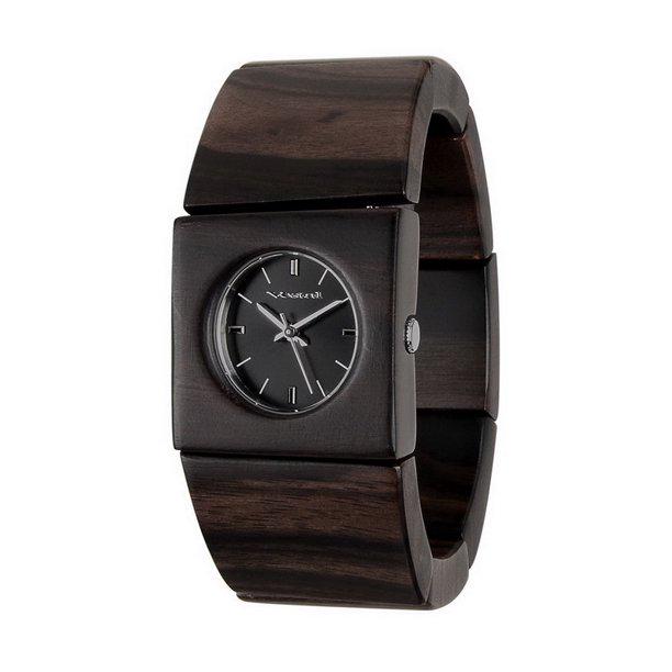 Vestal Rosewood Slim Watch - Burnt Ebony/Black (Real: MADE FROM REAL BAMBOO, STAINLESS CASE AND CASEBACK. THE WOOD LINKS ARE CONNECTED BY ELASTIC BAND SO IT CAN FIT MOST WOMEN'S WRISTS. NO HARSH CHEMICALS USED TO TREAT WOOD.