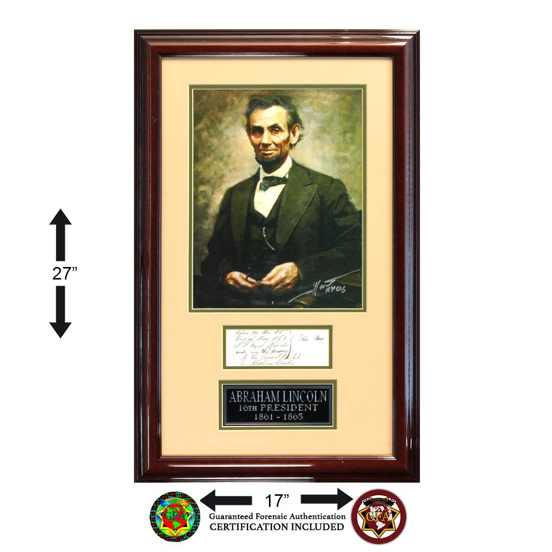 Abraham Lincoln Gallery Framed  Signed Document (1 of 2)