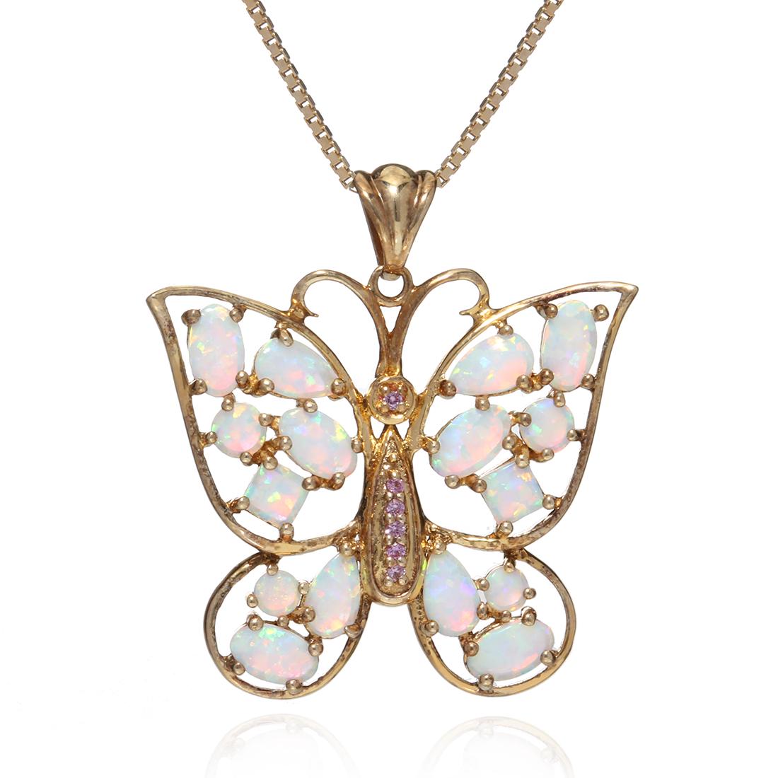 14k over S/S Created Opal Butterfly Pendant Dec 15, 2020 Dalshire