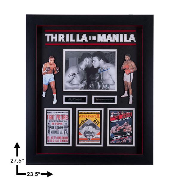 Thrilla In Manila Ali & Frazier Signed Showcase GFA: Thrilla In Manila Muhammad Ali & Joe Frazier Custom Framed 24x20 Showcase Multi-Layer Matted 8x10's GFA