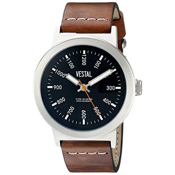 Vestal Unisex The Retrofocus Quartz Brown Watch: Inspired by vintage camera & lens designs, The Retrofocus by Vestal is most certainly one of a kind. The Retrofocus first reveals its design inspiration through a very unique way of using camera ISO l