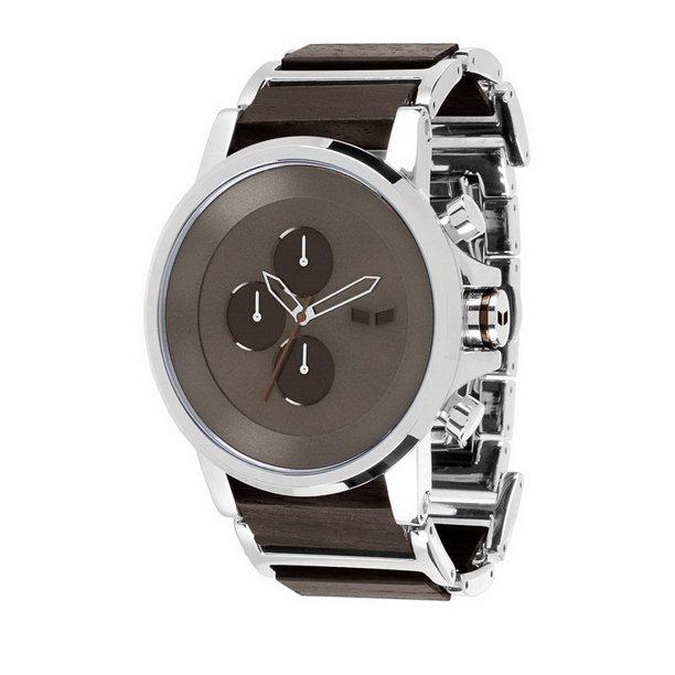 Vestal Plexi Wood Watch - Silver/Rosewood/Grey: The Plexi Wood features a premium Japanese chronograph movement, surrounded by a 48mm wide, surgical-grade stainless steel case. The Plexi’s band consists of a combination of stainless steel lin