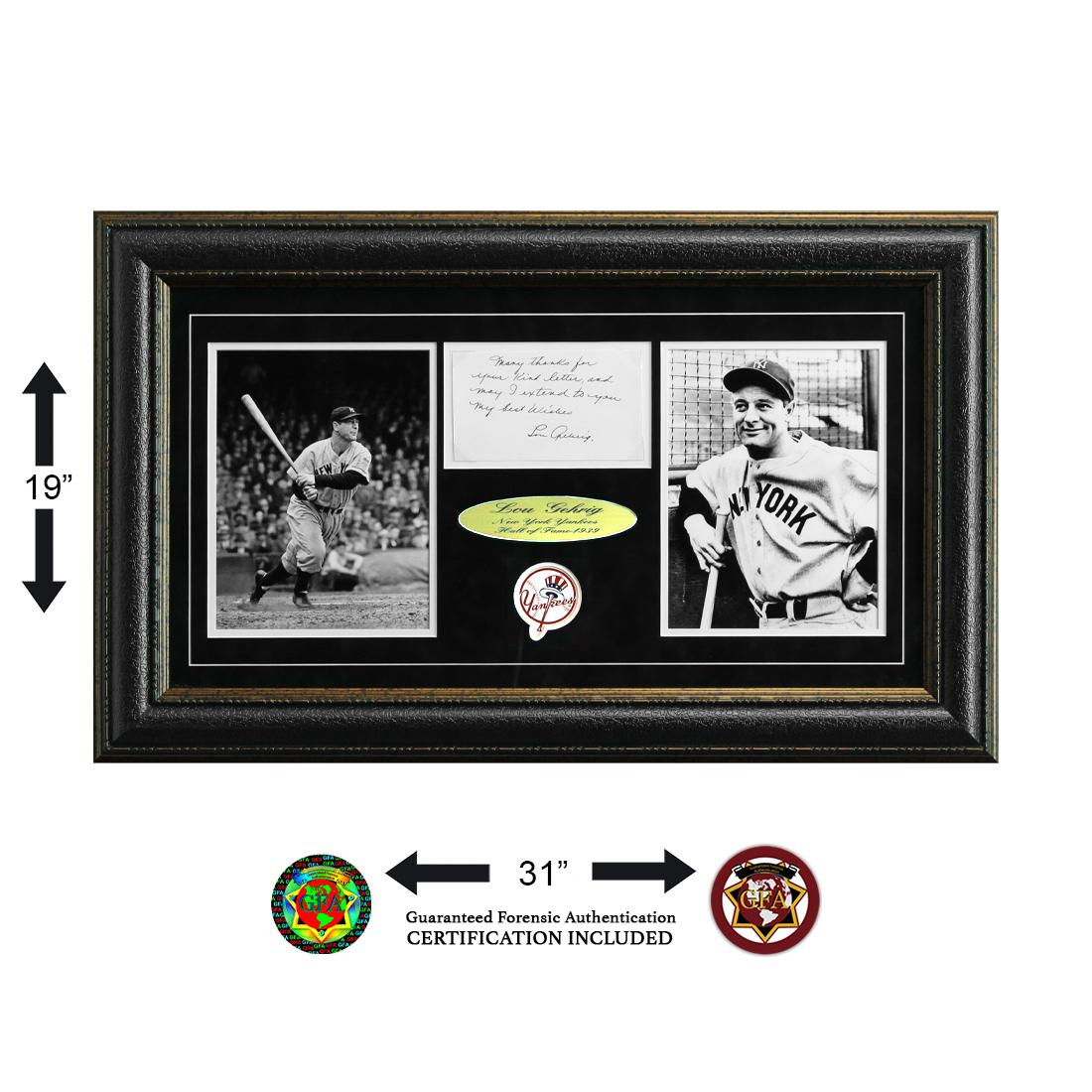 Lou Gehrig Signed Handwritten Note Display (1 of 2)