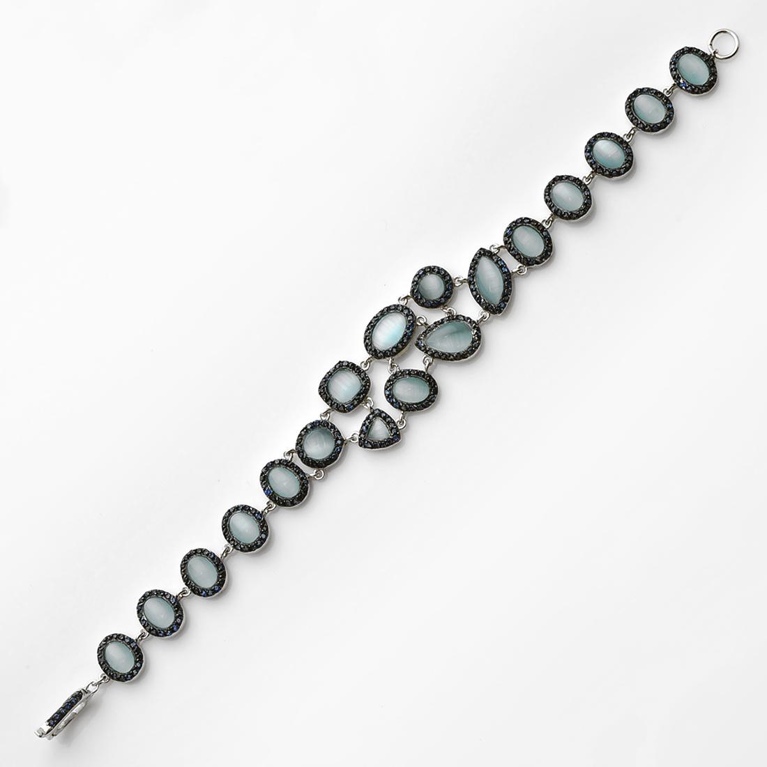 Sterling Silver Blue Cat's Eye Bracelet 7.25": Sterling Silver Blue Cat's Eye Bracelet 7.25" • Metal: Sterling Silver • Stone: Cat's Eye