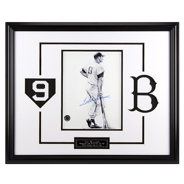 Ted Williams Boston Red Sox 20x16 Signed 8x10v GFA: Ted "The Splendid Splinter" Williams baffled pitchers with his unprecedented ability to place a batted ball seemingly anywhere he wanted. Ted Williams inspired a generation's worth of fans while setti