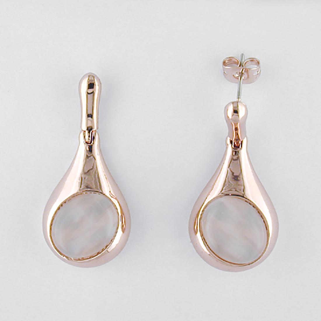 Cats Eye Moonstone Rose Color Fashion Earrings: Cats Eye Moonstone Rose Color Fashion Earrings