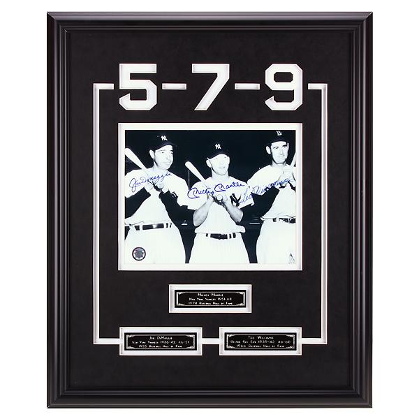 DiMaggio-Mantle-Williams 20x16 Baseball Legends GFA: Celebrate three of the greatest players of all-time as Heritage Memorabilia presents this brand new, limited edition, Joe DiMaggio, Mickey Mantle , and Ted Williams framed centerpiece. In 1951 was the
