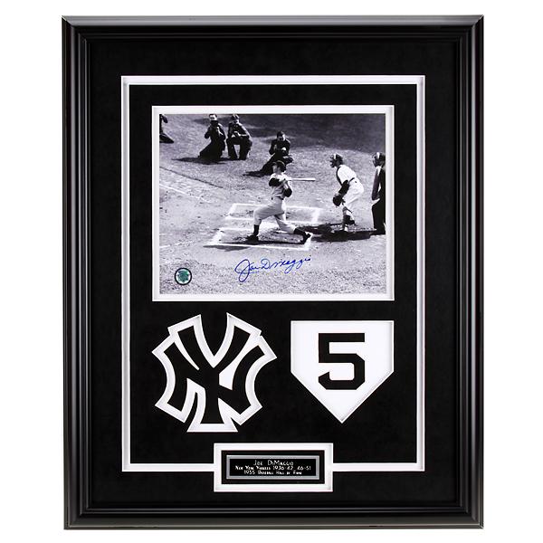 Joe DiMaggio N.Y Yankees 20x16 Framed Signed GFA: Bigger than the game that made him an American icon, Joe DiMaggio, the man, enchanted a nation and earned a revered place in history with his natural grace, undeniable power, and unparalleled 56-game 