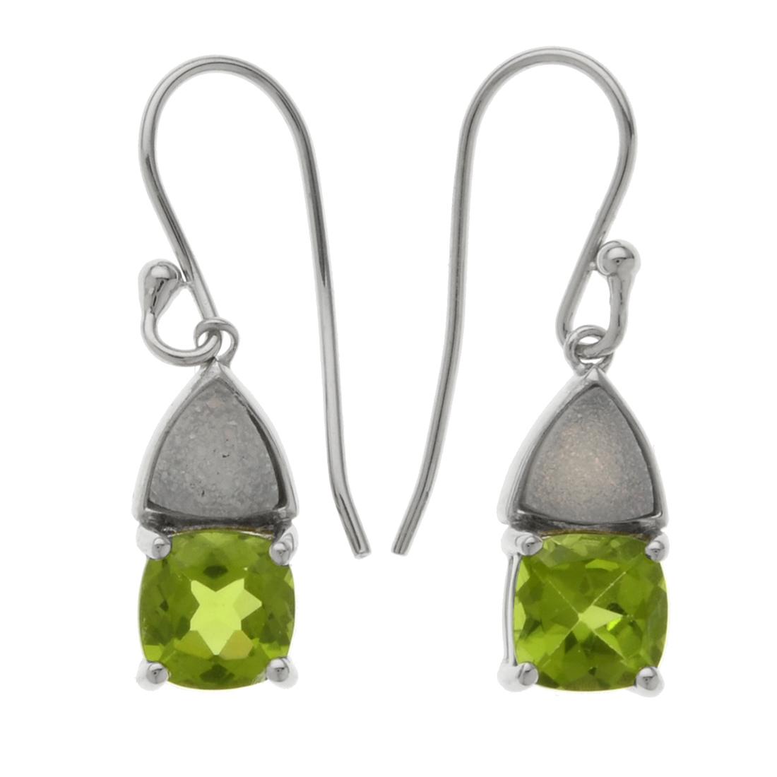 Sterling Silver Peridot and Opal Drusy Earrings: Sterling Silver Peridot and Opal Drusy Earrings