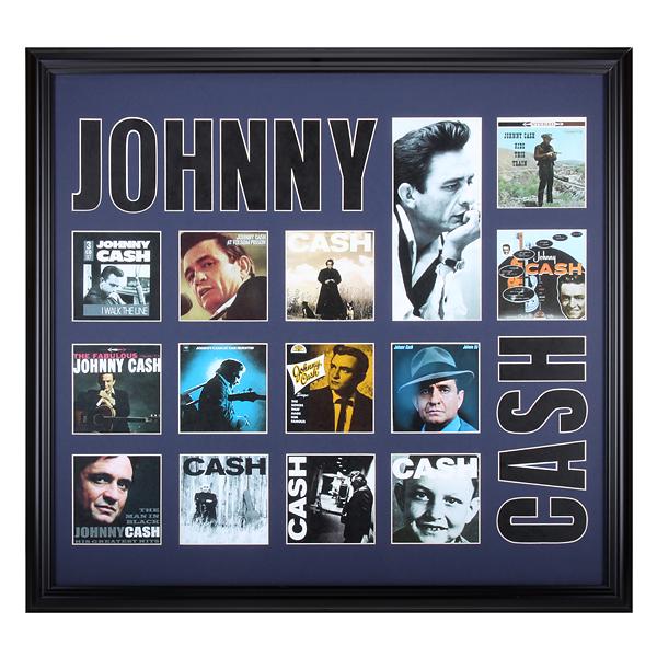 Johnny Cash Album Record Collage 20x24 Framed: Johnny Cash Album Record Collage 20x24 Framed