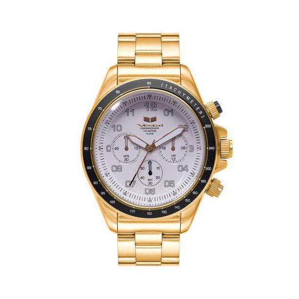 Vestal ZR-2 Watch | Gold/White: Inspired by its sibling, the ZR-2 is everything the ZR-3 has to offer while captured in a smaller 43mm case. The ZR-2 is a mid-sized premium round chronograph. Its stainless steel case construction in
