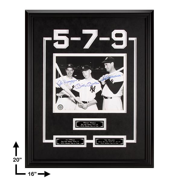 DiMaggio-Mantle-Williams 20x16 Baseball Legends GFA: Celebrate three of the greatest players of all-time as Heritage Memorabilia presents this brand new, limited edition, Joe DiMaggio, Mickey Mantle , and Ted Williams framed centerpiece. In 1951 was the