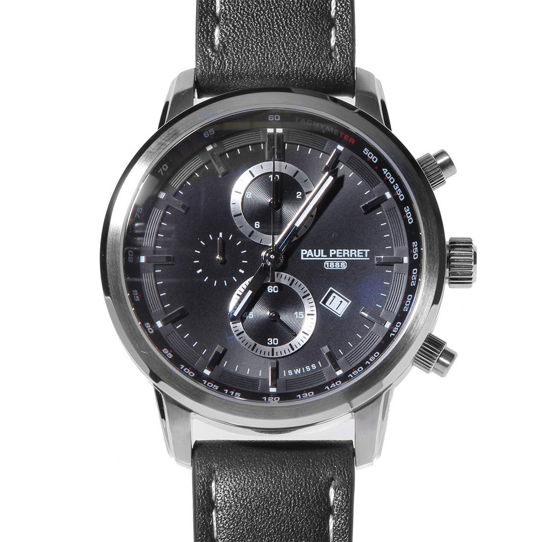 Paul Perret Sorel Men's Swiss Chronograph Watch - Brown: Intricate Chronograph Functionality (Large 3rd Hand, 30 Minute Subdial, and a Dual Function Subdial that counts 1 / 10th Seconds and 10 Hour), Real Time Date Window and 60 Second Subdial, Pyramid Text